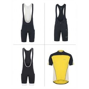 Gore Bike Wear Mens Large Cycling Lot 3 Bib Shorts 1 Jersey Black Yellow 4pc Set